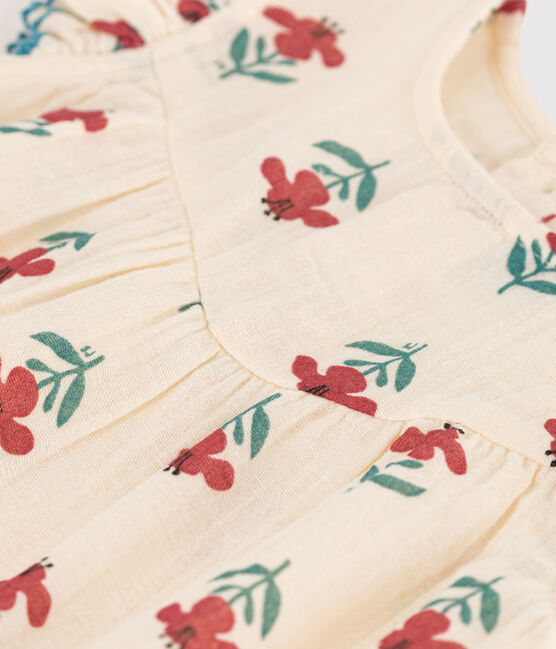 Blouse manches courtes bébé en gaze de coton imprimé blanc AVALANCHE/ MULTICO