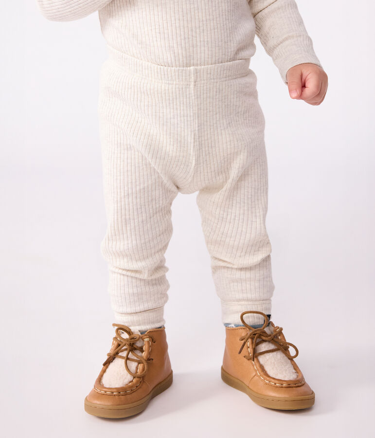 Legging b&eacute;b&eacute; en coton uni beige MONTELIMAR CHINE