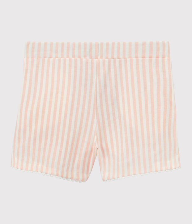 Short en jersey  enfant fille rose/blanc