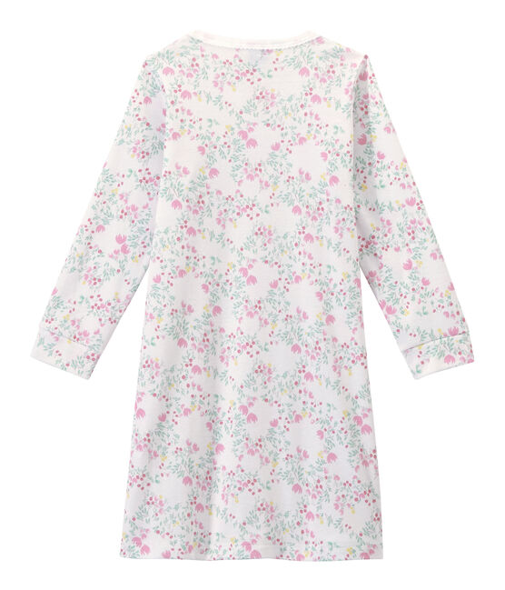Chemise de nuit fille manches longues imprimée blanc ECUME/blanc MULTICO