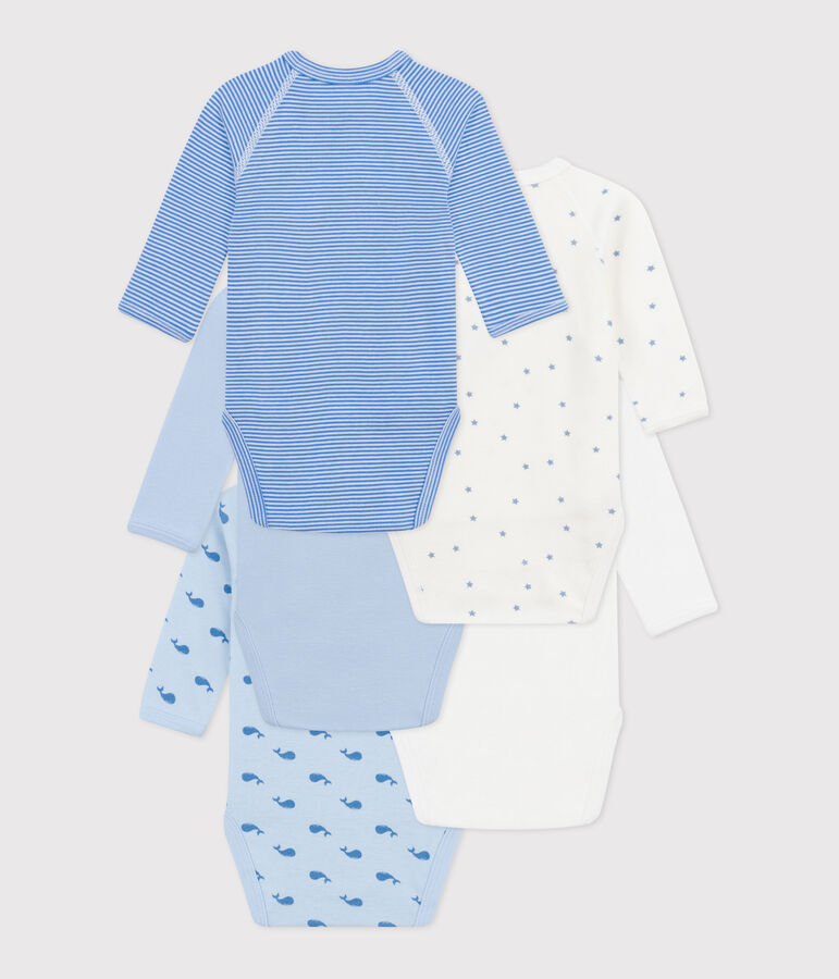Lot de 5 bodies crois&eacute;s manches longues en coton imprim&eacute; b&eacute;b&eacute; variante 1