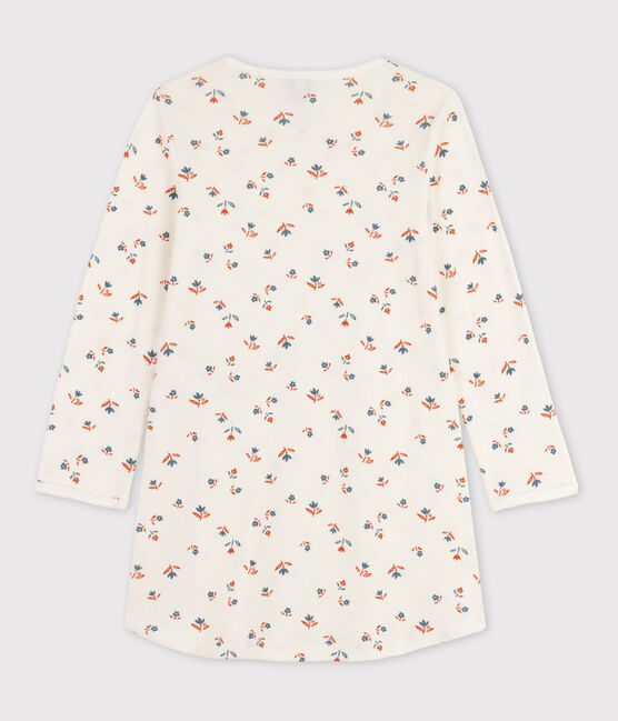 Chemise de nuit fleur petite fille en coton blanc MARSHMALLOW/blanc MULTICO