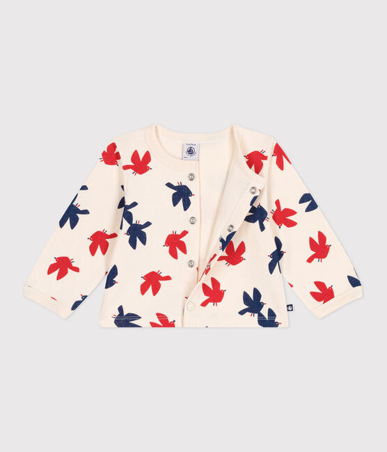 Cardigan bébé en coton, imprimé oiseaux blanc AVALANCHE/ MULTICO