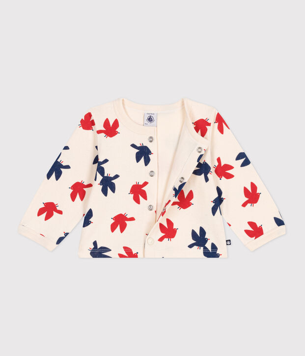 Cardigan b&eacute;b&eacute; en coton, imprim&eacute; oiseaux &eacute;cru/multicouleur