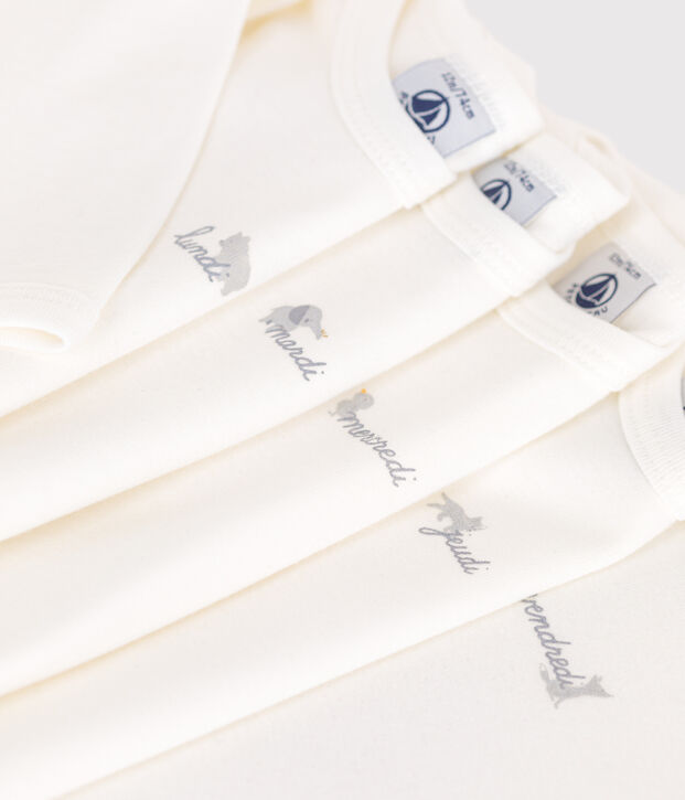 Lot de 5 bodies manches longues jours de la semaine en coton b&eacute;b&eacute; multicouleur