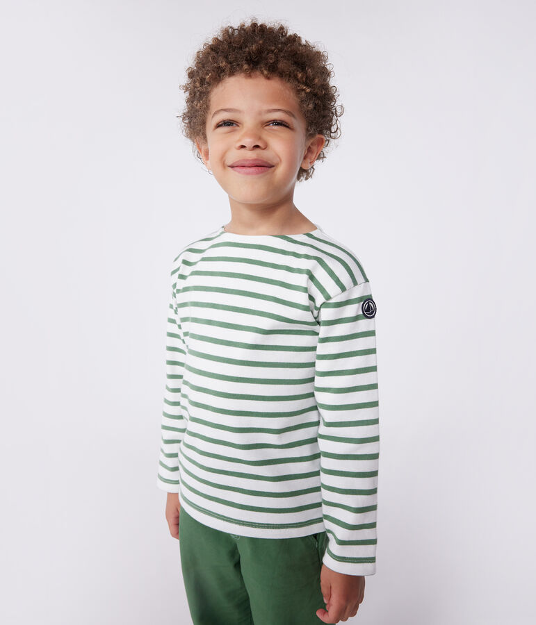 Marini&egrave;re enfant mixte en coton manches longues vert MARSHMALLOW/ PALMERAIE