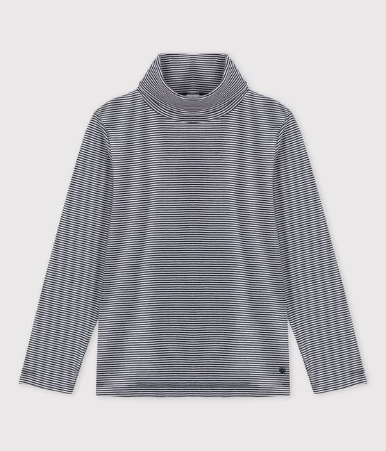 Sous-pull en coton enfant fille / garçon bleu SMOKING/blanc MARSHMALLOW