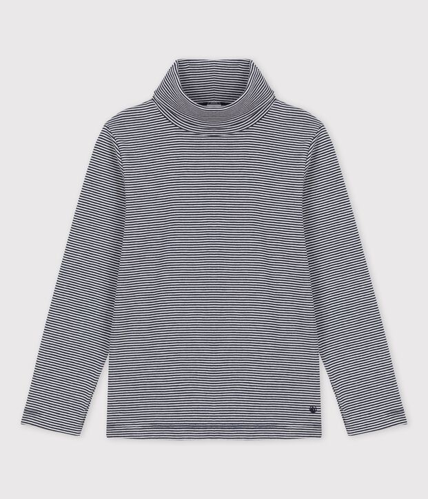 Sous-pull en coton enfant fille / gar&ccedil;on bleu/blanc