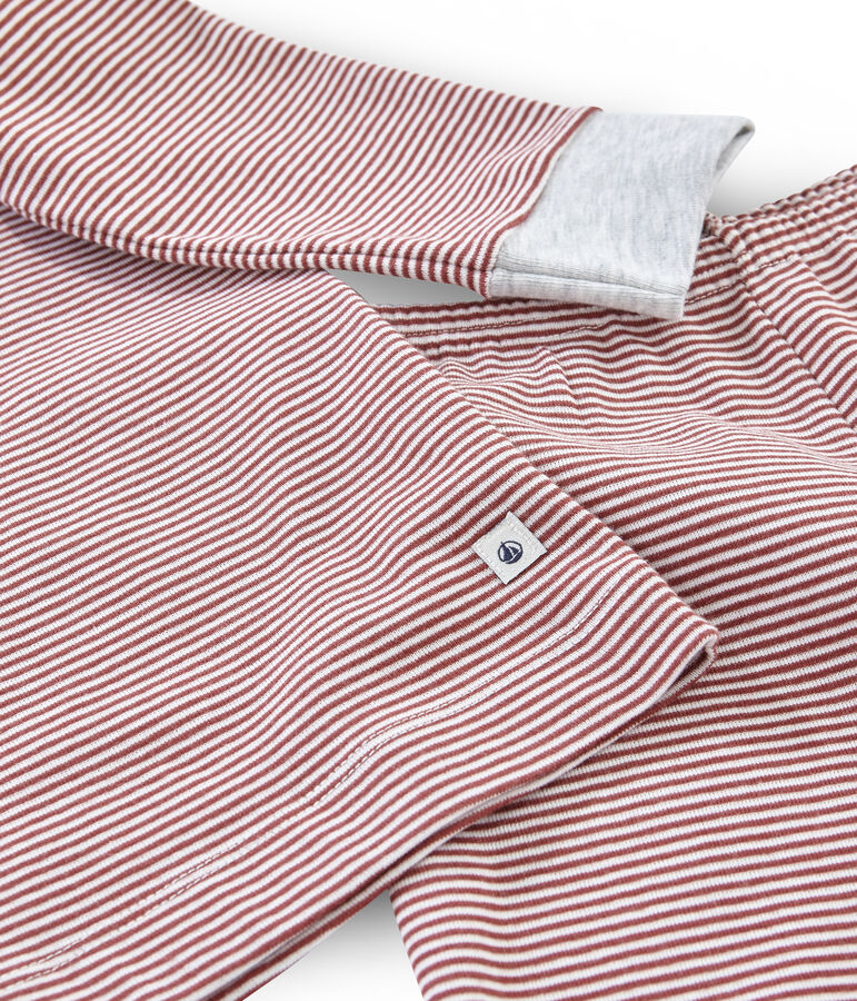 Pyjama petit gar&ccedil;on en c&ocirc;te rouge CARMIN/blanc MARSHMALLOW