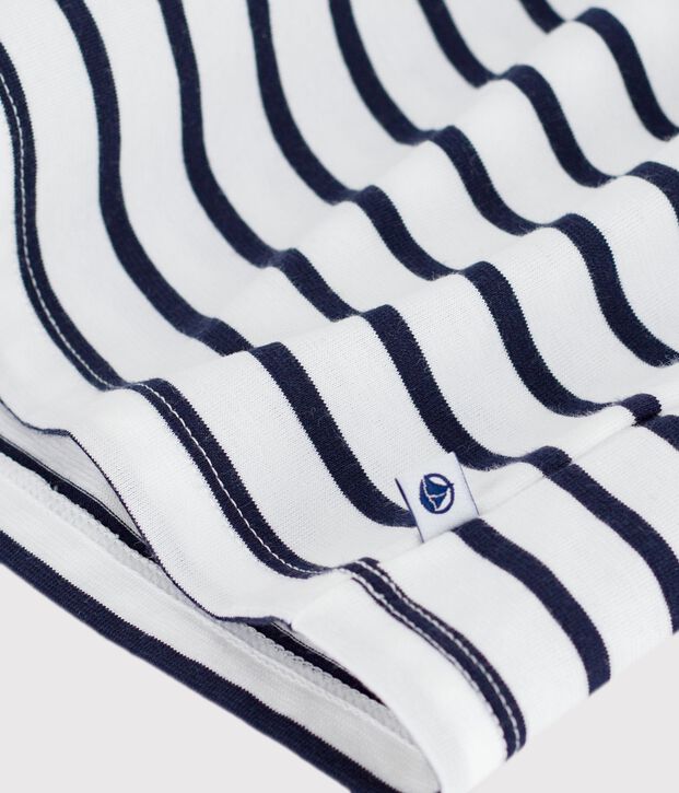 Robe b&eacute;b&eacute; en coton sans manches, ray&eacute;e bleu/blanc