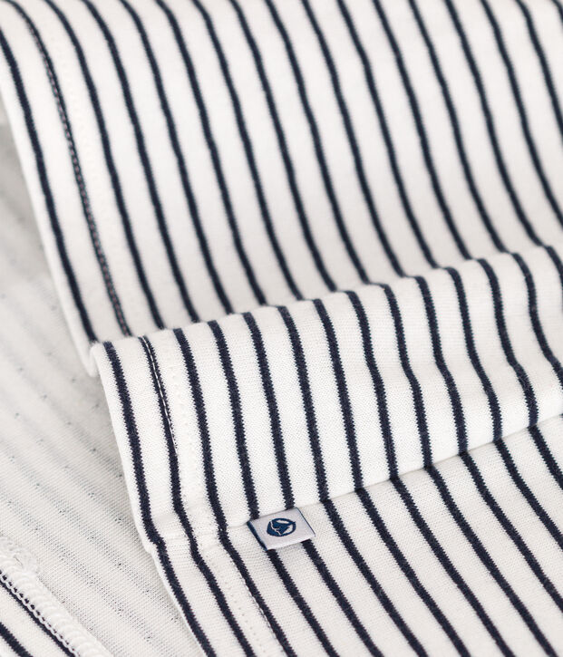 Robe manches longues en tubique ray&eacute; b&eacute;b&eacute; blanc/bleu