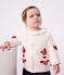 Cardigan b&eacute;b&eacute; en tricot laine et coton et motifs jacquards blanc/rouge