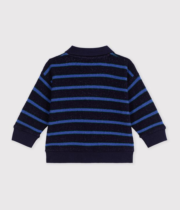 Sweatshirt b&eacute;b&eacute; en coton &agrave; rayures et son col polo bleu/multicouleur