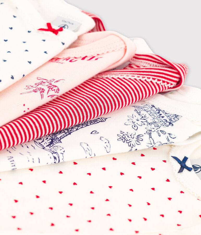 Lot de 5 bodies manches courtes b&eacute;b&eacute; fille multicouleur