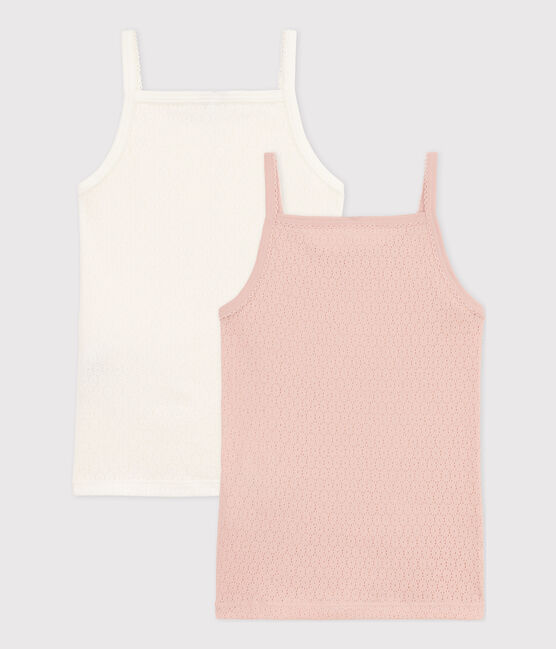 Lot de 2 chemises à bretelles unies en coton ajouré petite fille variante 1