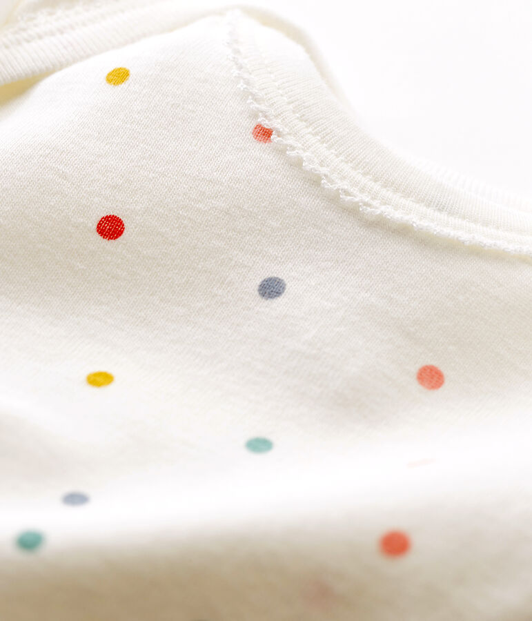 Body jambes longues b&eacute;b&eacute; fille en c&ocirc;te blanc/multicouleur