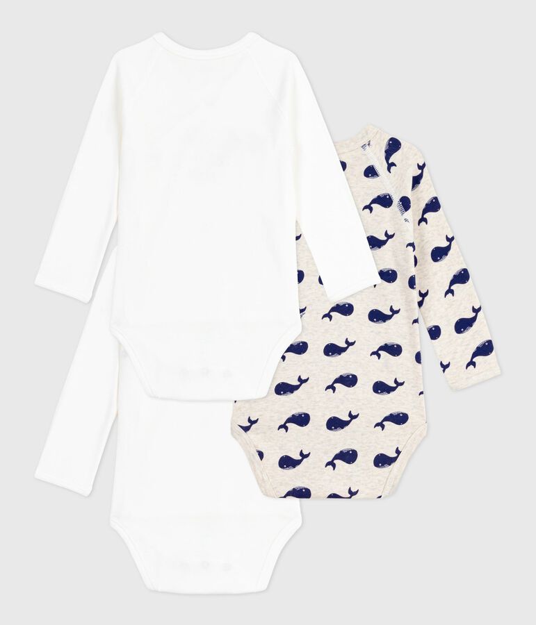 Lot de bodies crois&eacute;s manches longues en coton imprim&eacute; b&eacute;b&eacute; variante 1