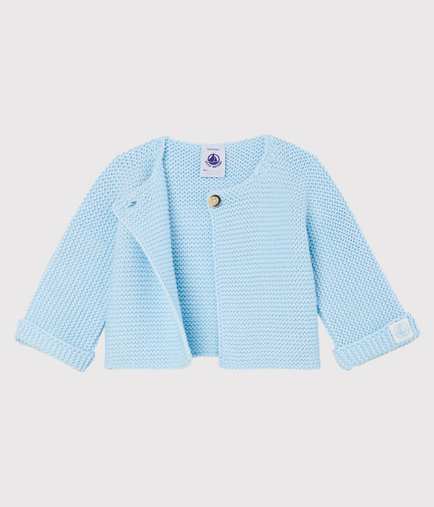 Cardigan b&eacute;b&eacute; en tricot 100% coton bleu