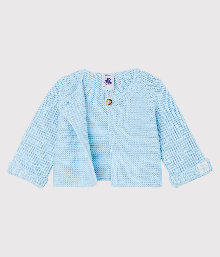 Cardigan b&eacute;b&eacute; en tricot 100% coton bleu TOUDOU