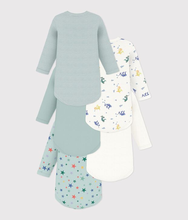 Lot de bodies manches longues en coton imprim&eacute; dragons b&eacute;b&eacute; multicouleur