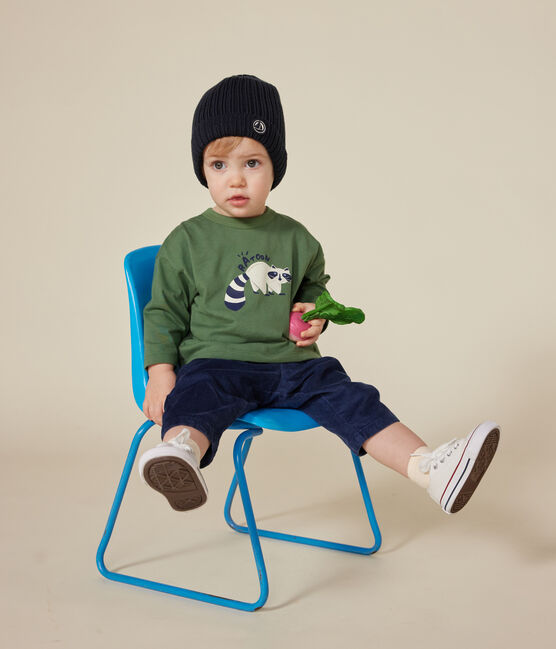 Tee-shirt manches longues en jersey fin bébé vert PALMERAIE