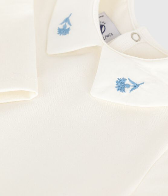 Blouse bébé en coton manches longues avec col brodé blanc MARSHMALLOW