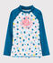 Tee-shirt anti-uv recyclé enfant fille bleu MYKONOS/écru MULTICO