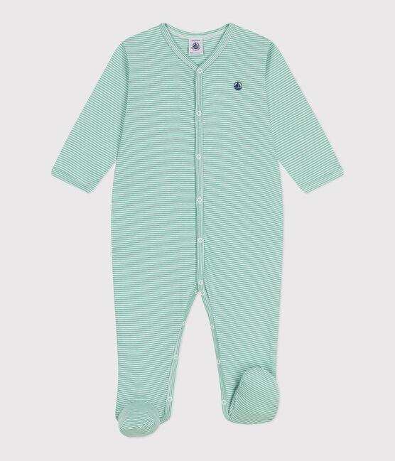 Pyjama bébé en coton à rayures vert ALOEVERA