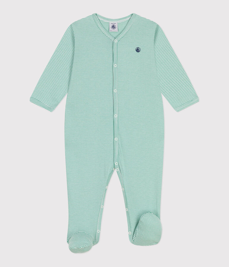 Pyjama b&eacute;b&eacute; en coton &agrave; rayures vert ALOEVERA