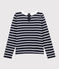 Tee-shirt col claudine enfant fille bleu SMOKING/blanc MARSHMALLOW