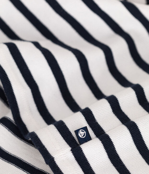 Robe manches longues en jersey &eacute;pais b&eacute;b&eacute; blanc/bleu