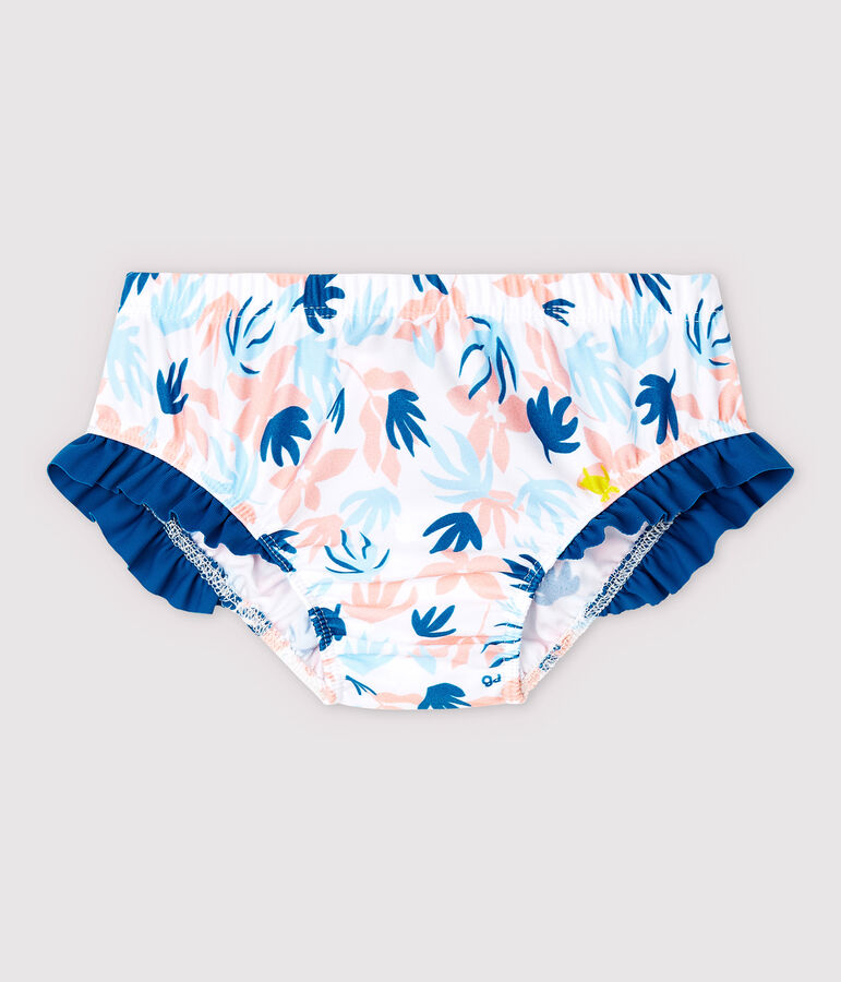 Bas de maillot de bain &eacute;coresponsable b&eacute;b&eacute; fille blanc MARSHMALLOW/blanc MULTICO