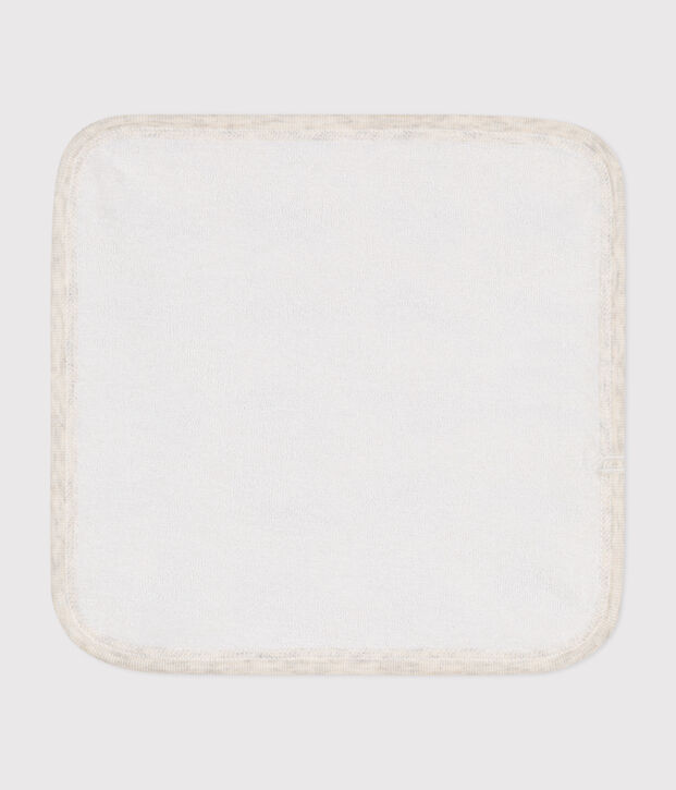 Lingette b&eacute;b&eacute; en coton et &eacute;ponge imprim&eacute;e baleines beige/bleu