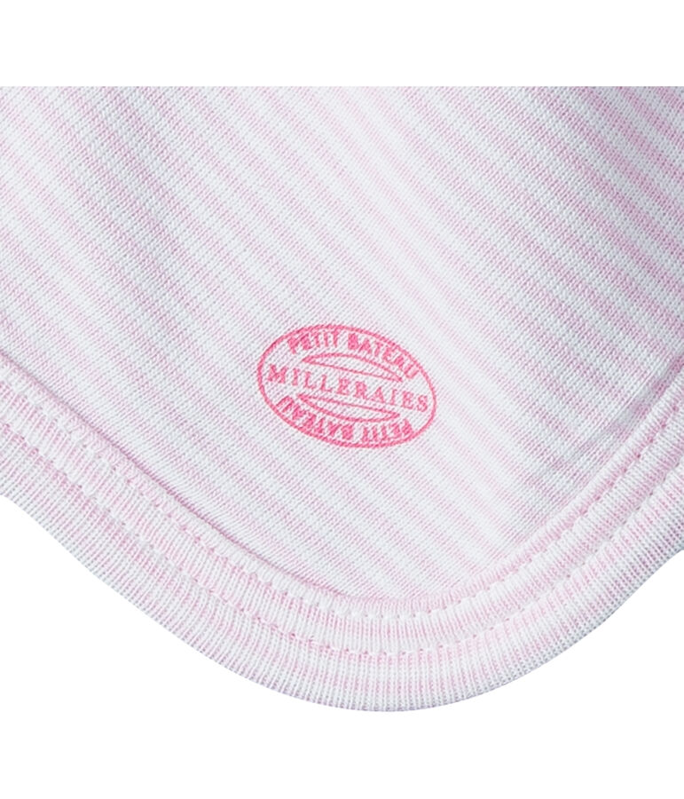 Doudou lapin b&eacute;b&eacute; en c&ocirc;te blanc LAIT/rose PIVOINE