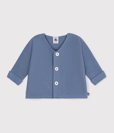 Cardigan bébé tricot point mousse en coton uni