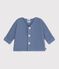 Cardigan b&eacute;b&eacute; tricot point mousse en coton uni bleu