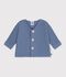 Cardigan b&eacute;b&eacute; tricot point mousse en coton uni bleu