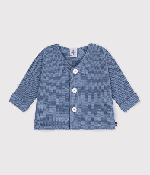CARDIGAN BÉBÉ TRICOT POINT MOUSSE EN COTON UNI