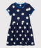 Robe manches courtes en coton enfant fille bleu MEDIEVAL/blanc MARSHMALLOW