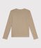 Tee-shirt femme en coton manches longue uni beige