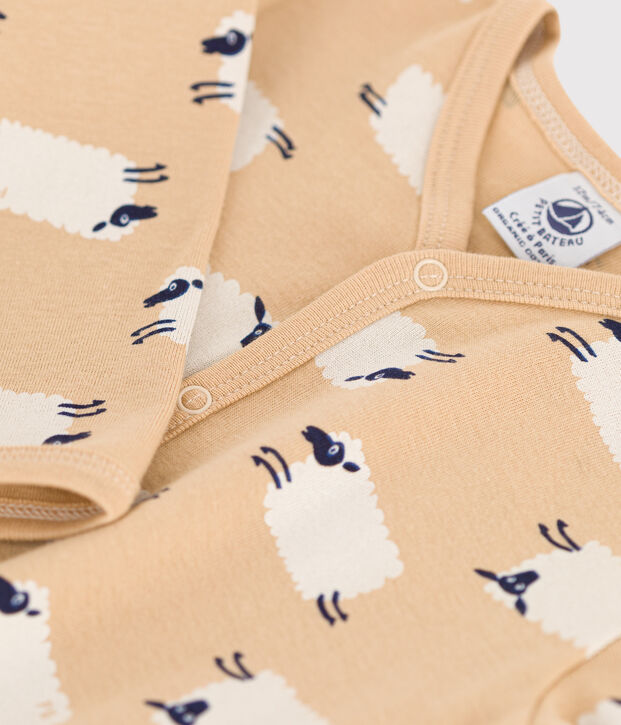 Dors-bien sans pieds mouton b&eacute;b&eacute; en coton beige/multicouleur