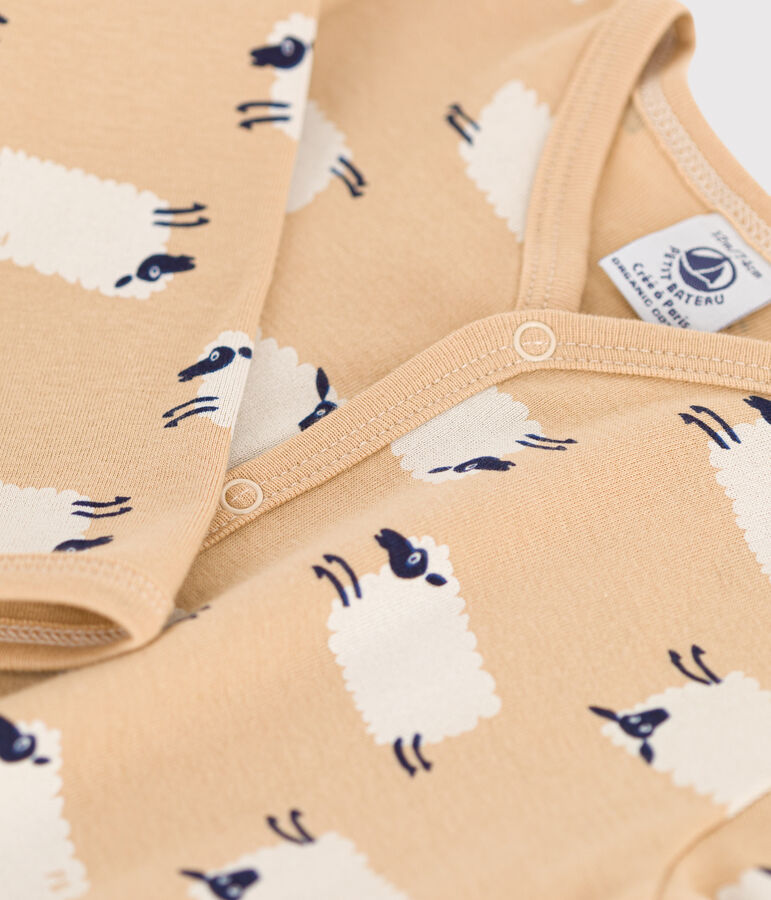 Dors-bien sans pieds mouton b&eacute;b&eacute; en coton beige/multicouleur