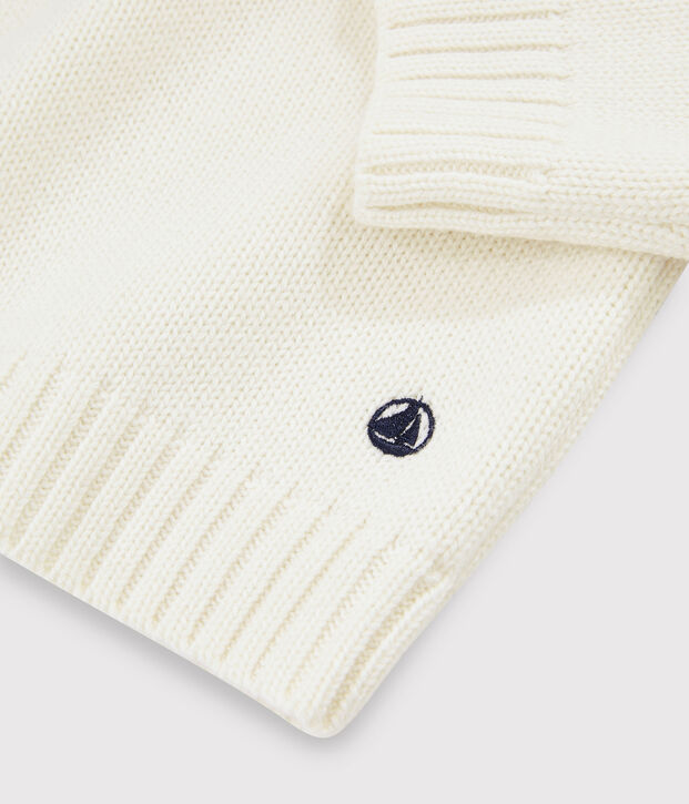 Pull laine et coton enfant gar&ccedil;on blanc/multicouleur