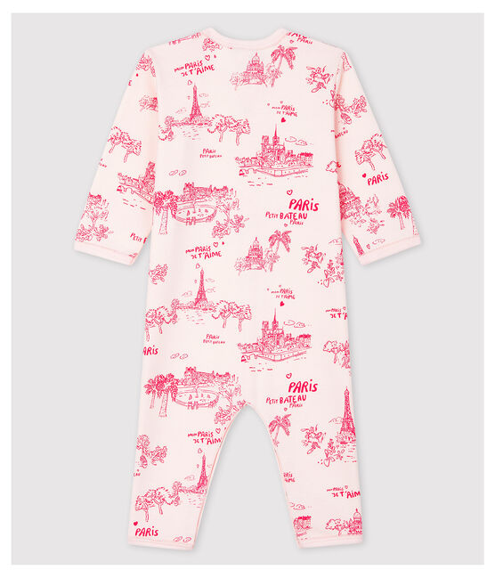 Dors-bien sans pieds toile de Jouy rose bébé en coton rose FLEUR/rose GROSEILLER