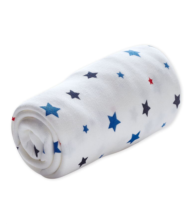 Drap housse b&eacute;b&eacute; gar&ccedil;on &agrave; &eacute;toiles blanc ECUME/blanc MULTICO