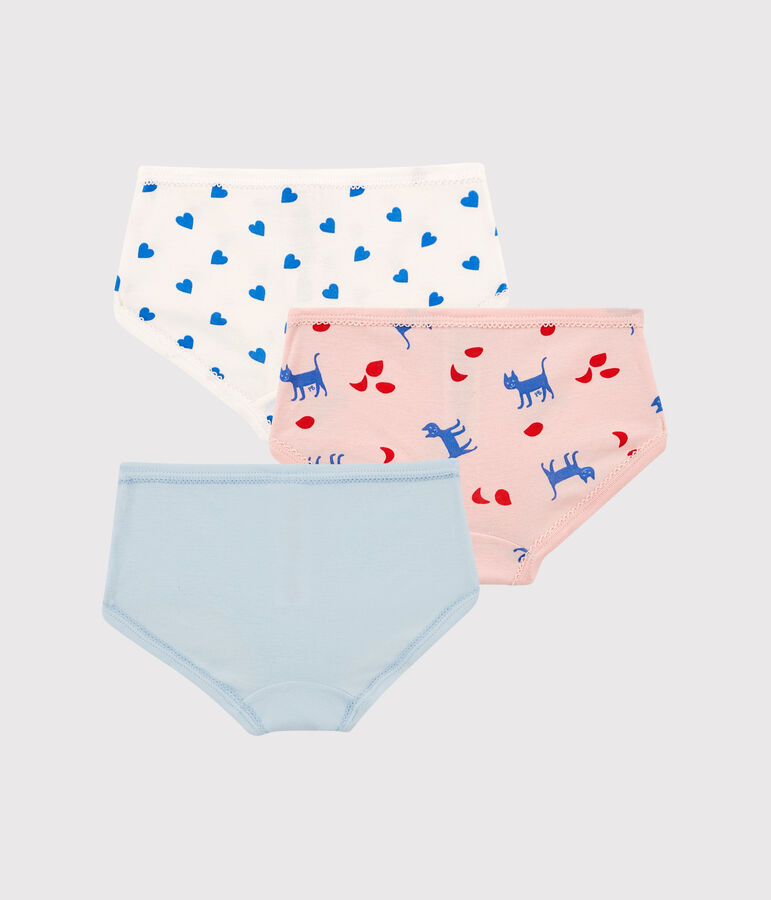 Lot de 3 culottes petite fille chats en coton multicouleur