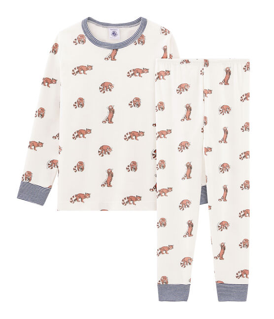 Pyjama petit garçon en côte blanc MARSHMALLOW/blanc MULTICO
