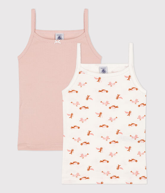 Lot de 2  chemises à bretelles oiseau petite fille en coton variante 1