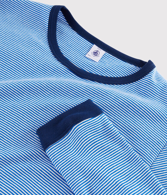 Pyjama milleraies mixte en côte bleu RUISSEAU/blanc MARSHMALLOW