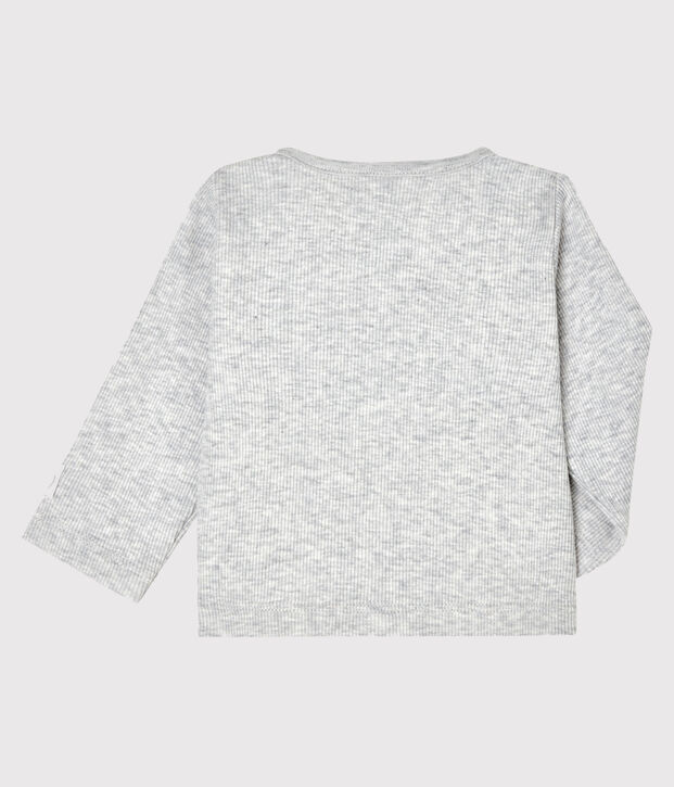 Cardigan b&eacute;b&eacute; en c&ocirc;te 2x2 gris chin&eacute; clair